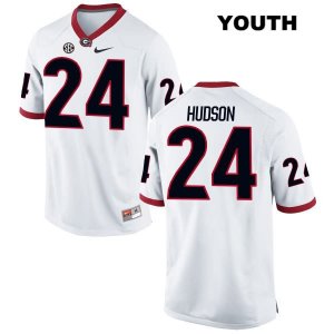 Youth Georgia Bulldogs NCAA #24 Prather Hudson Nike Stitched White Authentic College Football Jersey WAN3154ZR
